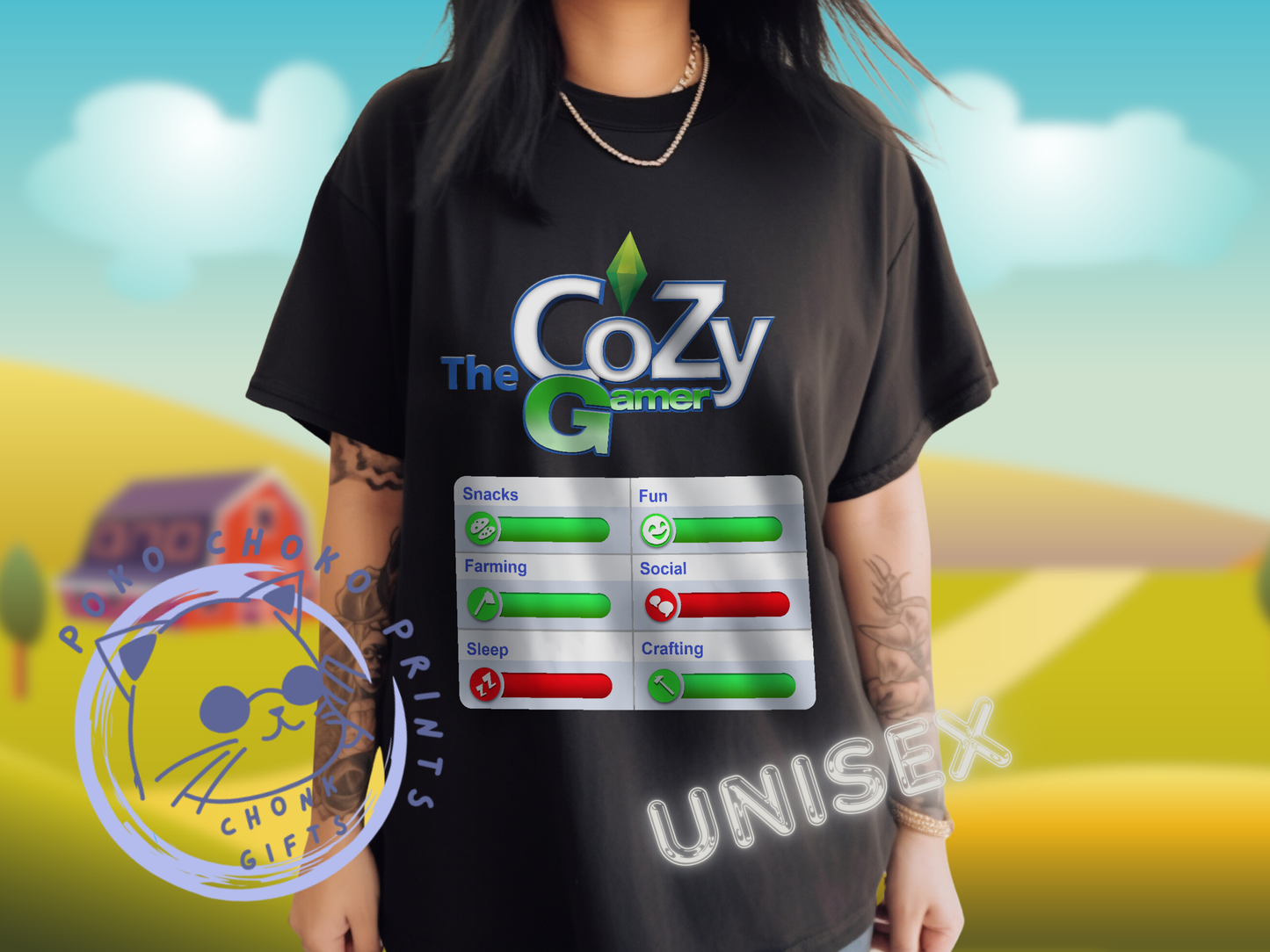 Cozy Gamer Shirt with Status Bar