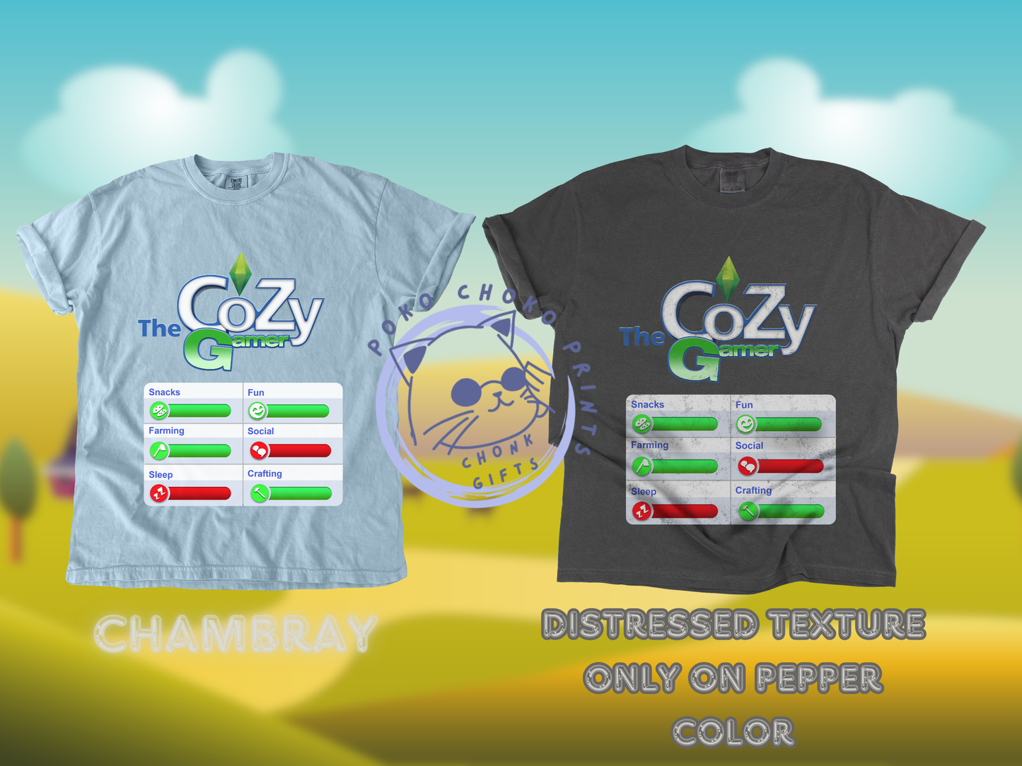 Cozy Gamer Shirt with Status Bar