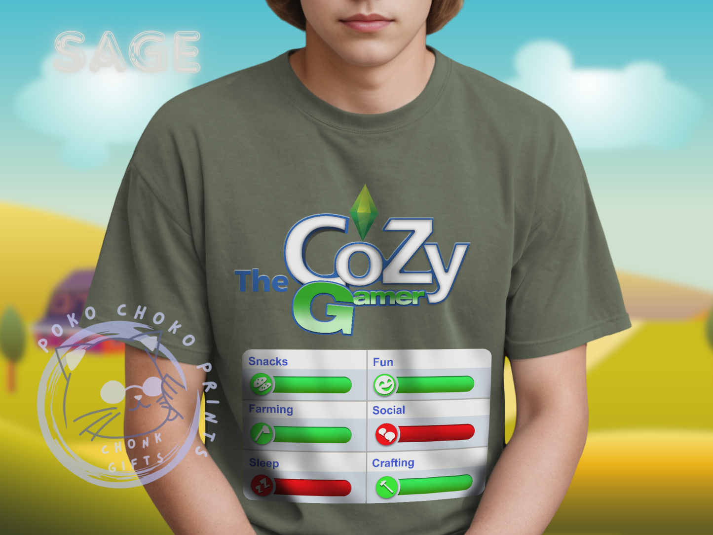 Cozy Gamer Shirt with Status Bar