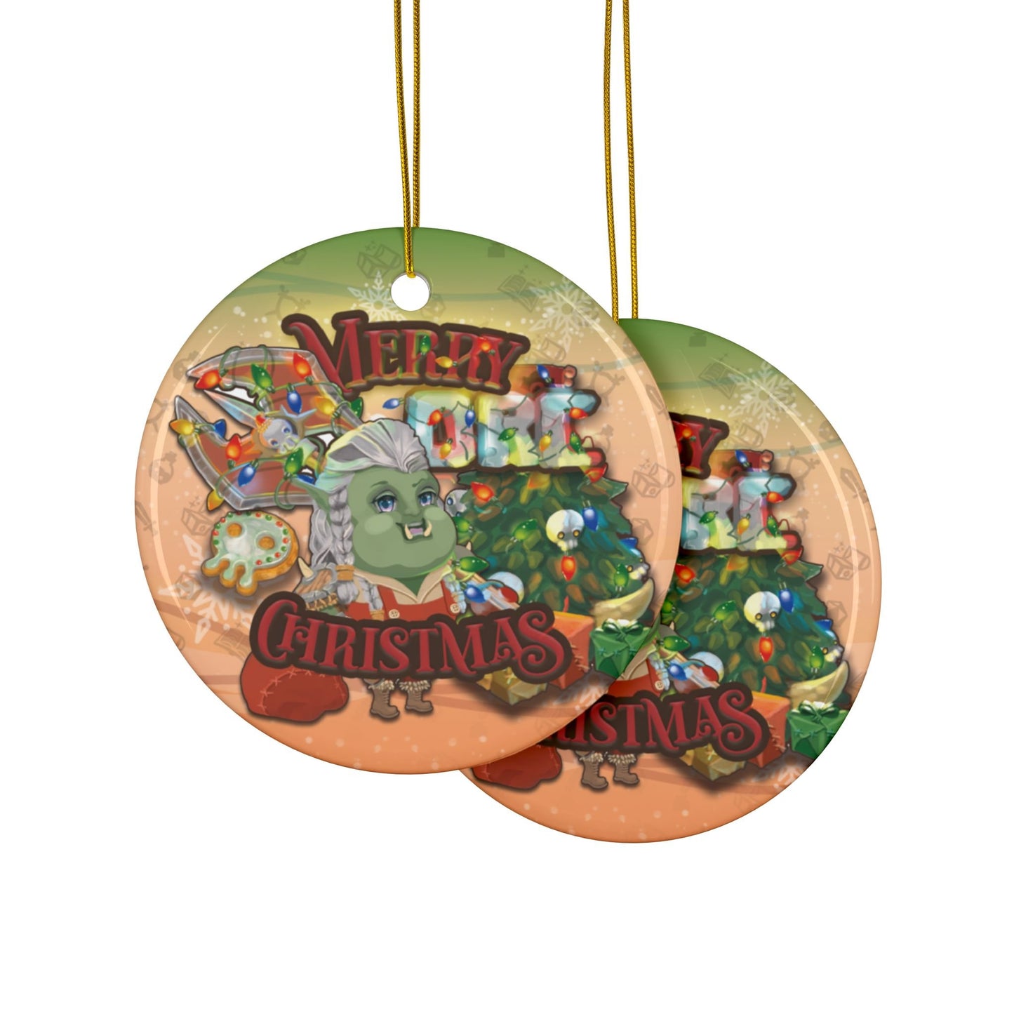 Orc Dad Christmas Ceramic Ornaments, 2-Side Print, (1pc, 3pcs, 5pcs, 10pcs