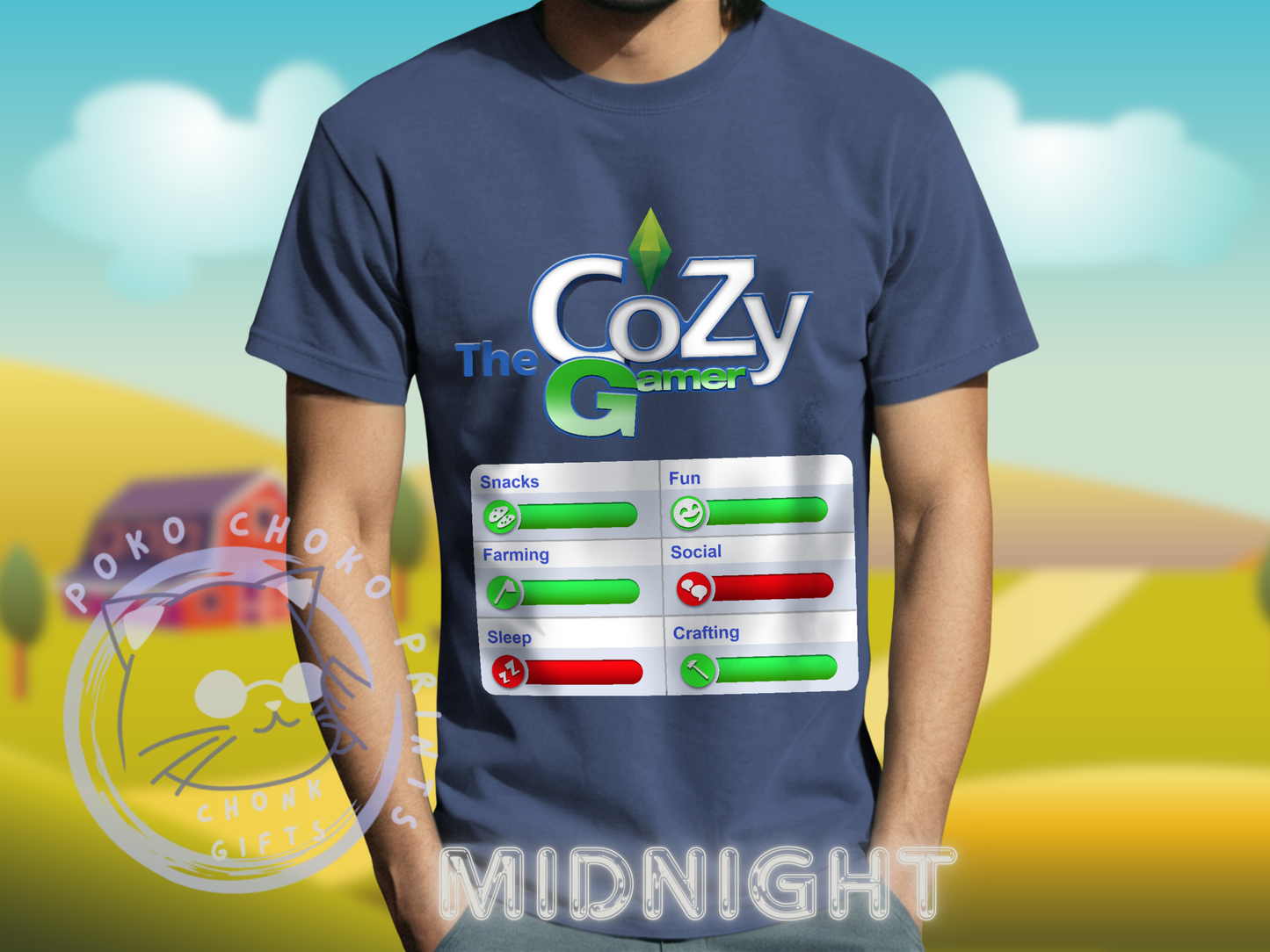 Cozy Gamer Shirt with Status Bar