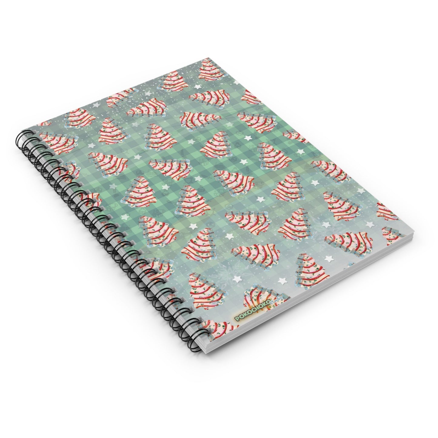 White Christmas Tree Cake Spiral Notebook - Ruled Line