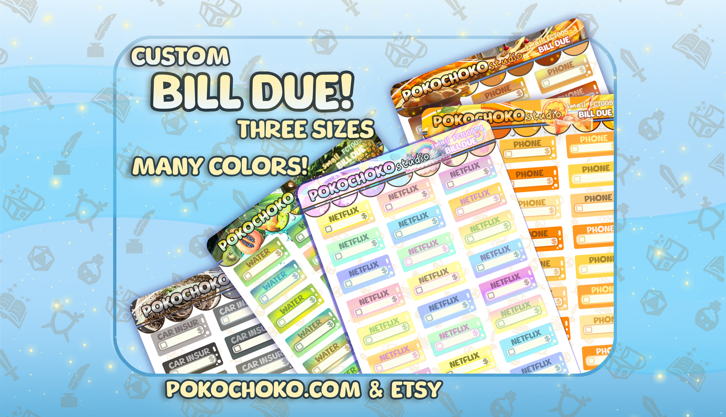 Custom Bill Due Planner Stickers