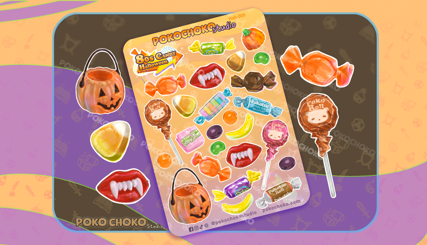 80s Halloween Candy Sticker Sheet Large
