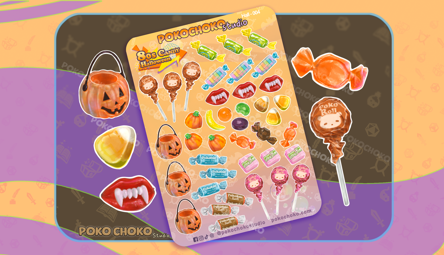 80s Halloween Candy Sticker Sheet Small