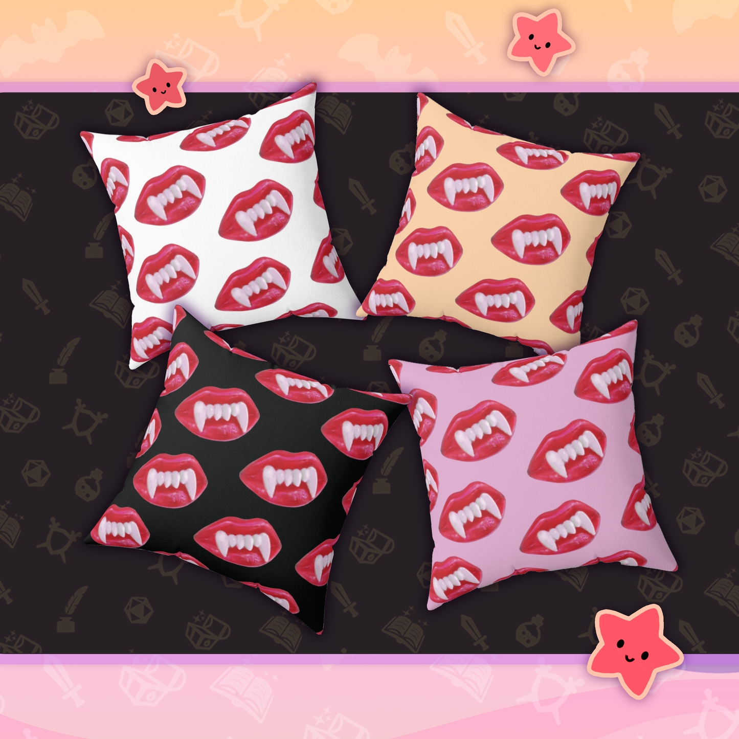 Halloween Wax Lips Pillow COVER ONLY