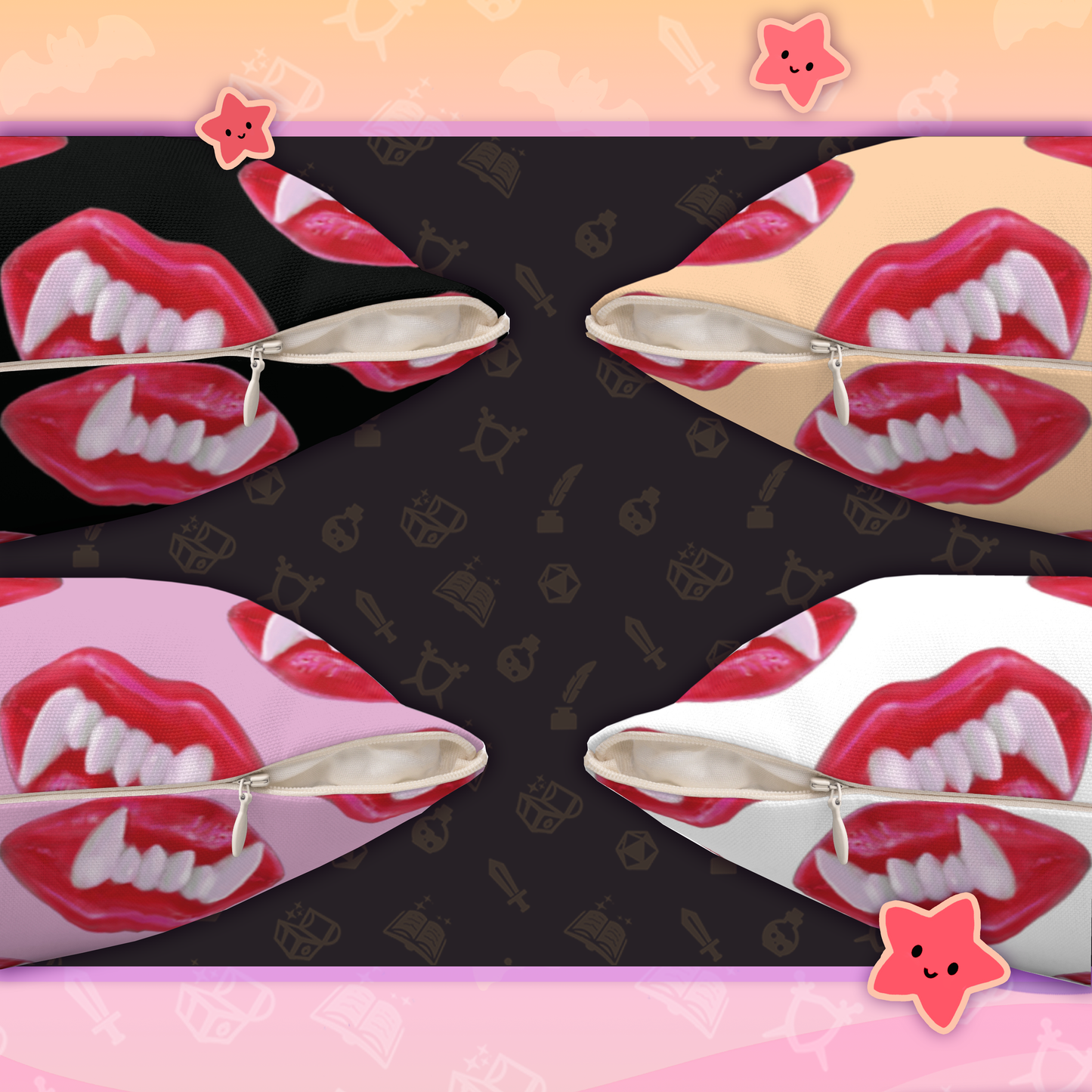 Halloween Wax Lips Pillow COVER ONLY