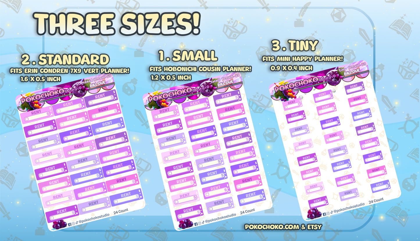 Custom Bill Due Planner Stickers