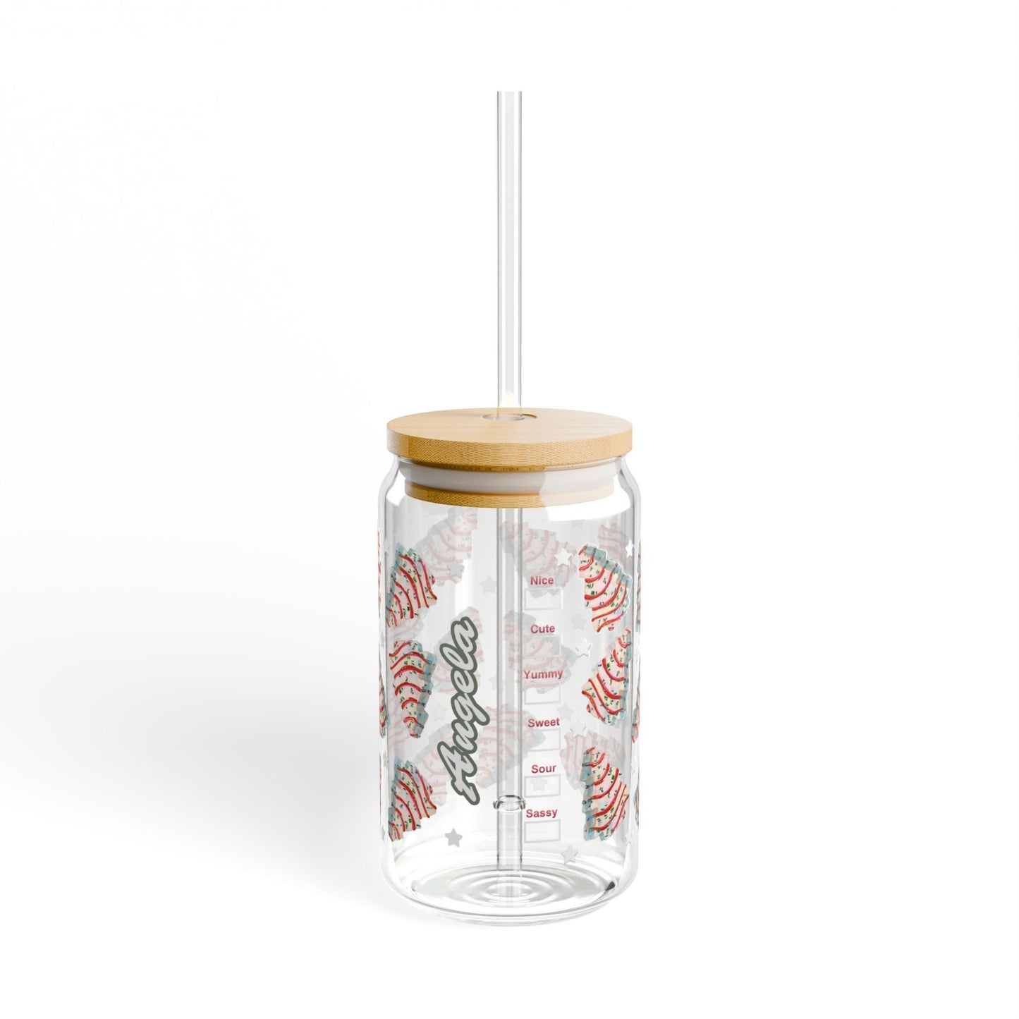 White Christmas Tree Cakes 16oz Glass Tumbler Can