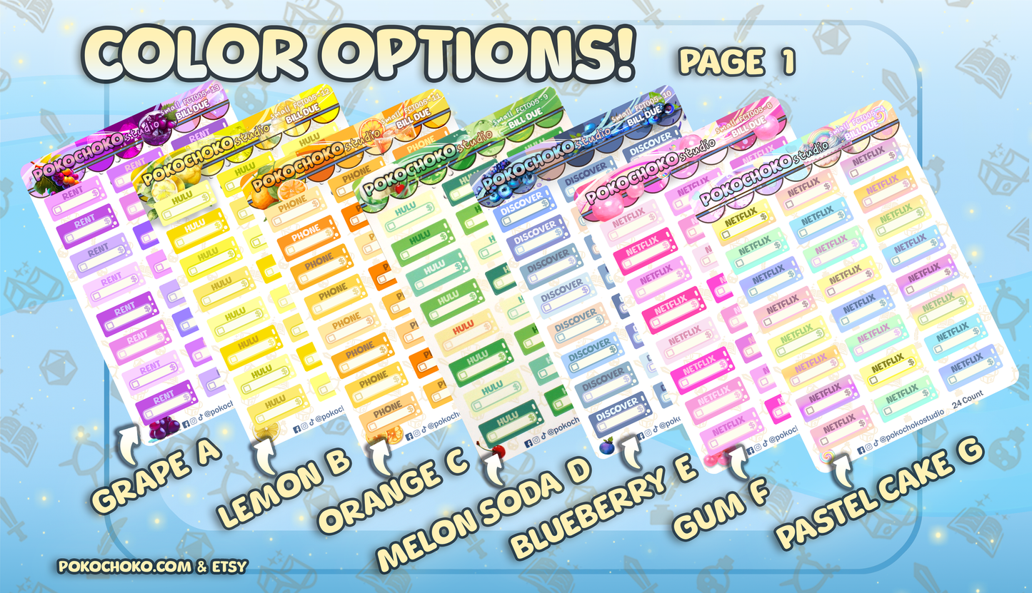 Custom Bill Due Planner Stickers