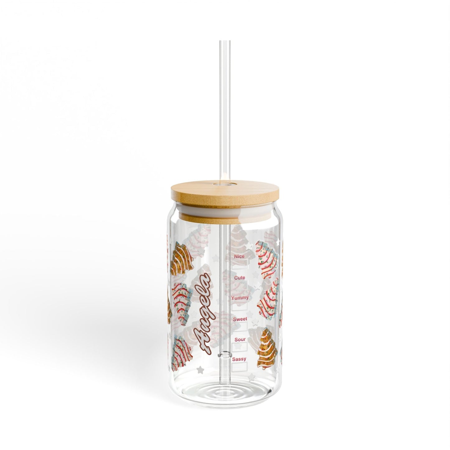 White and Chocolate Christmas Tree Cakes 16oz Glass Tumbler Can