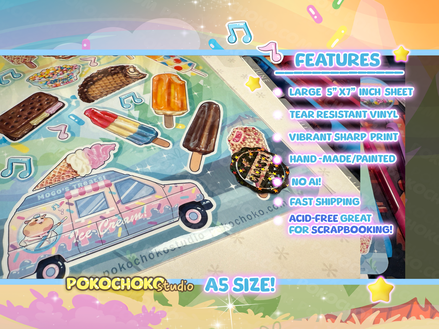 Cute Stickers
scrapbooking
kawaii stickers
foodie gifts
penpal stickers
Ice cream Stickers
cow sticker
red panda
sticker gifts
summer stickers
spring stickers
icecream truck
Pokochoko