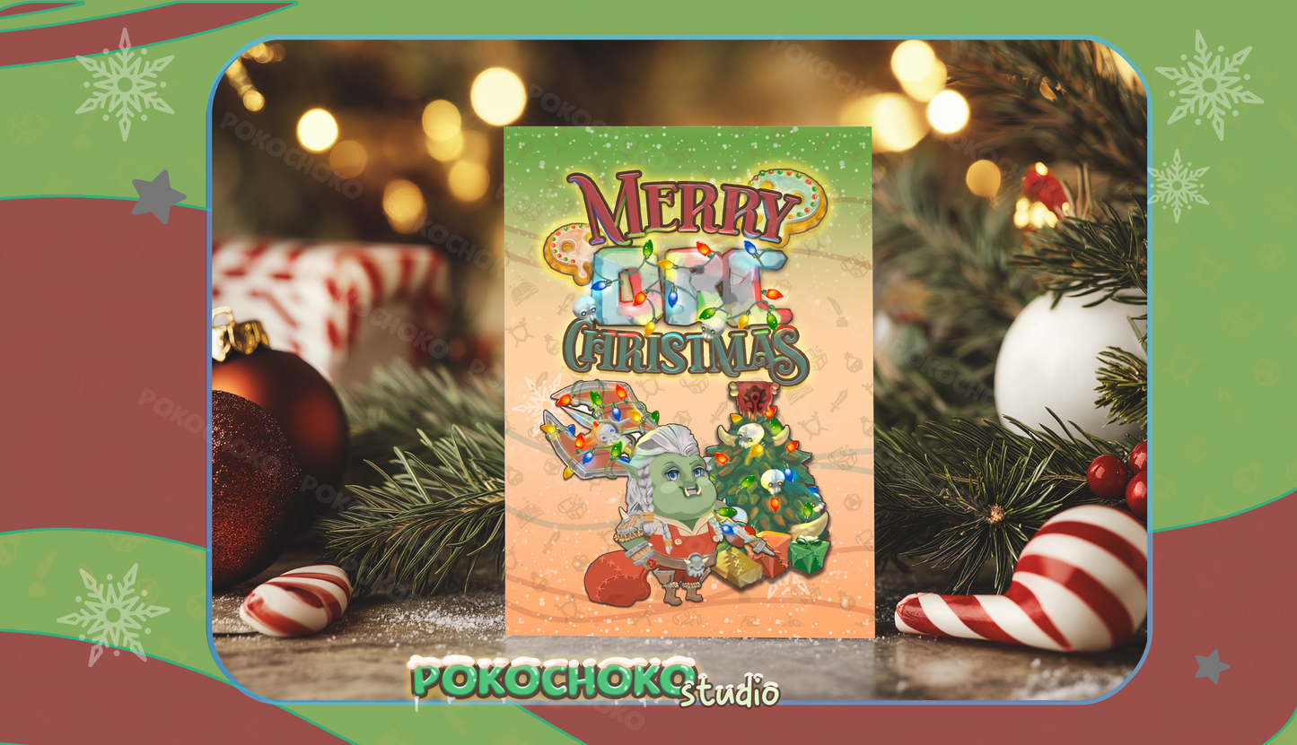 Orc Dad Christmas Greeting Cards (1, 10, 30, and 50pcs)