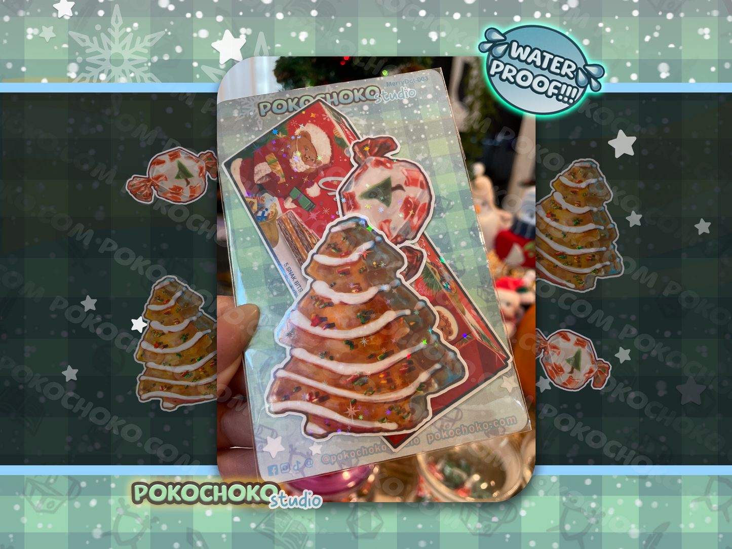 White and Chocolate Christmas Tree Cake Waterproof BUNDLE Sticker Pack