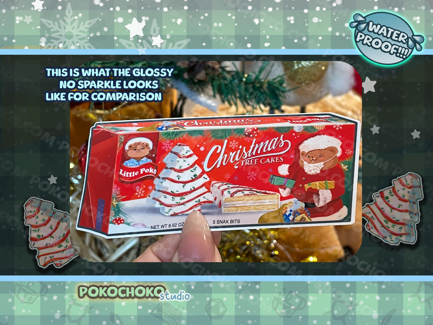 White Christmas Tree Cake Waterproof Sticker Pack
