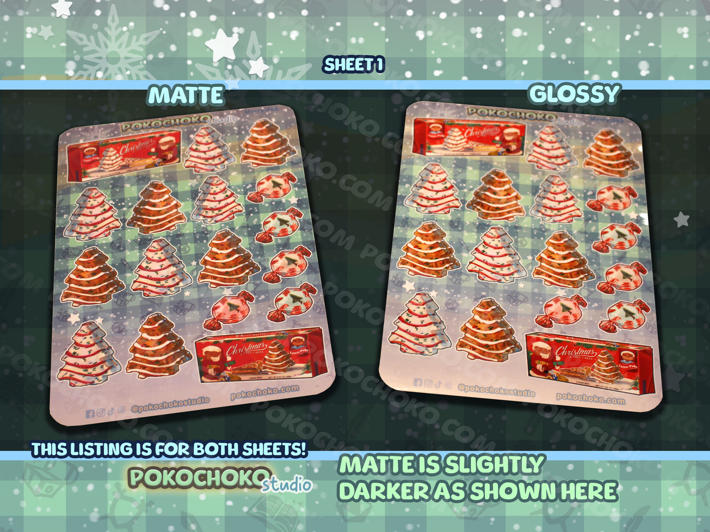 Christmas Tree Cake Sticker Sheet White and Chocolate BUNDLE Pack