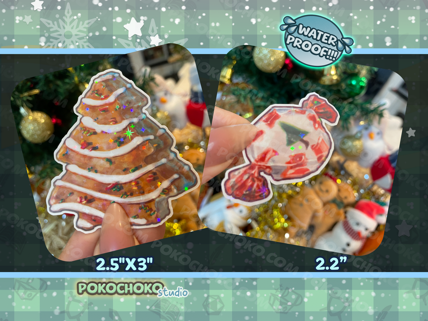 Chocolate Christmas Tree Cake Waterproof Sticker Pack
