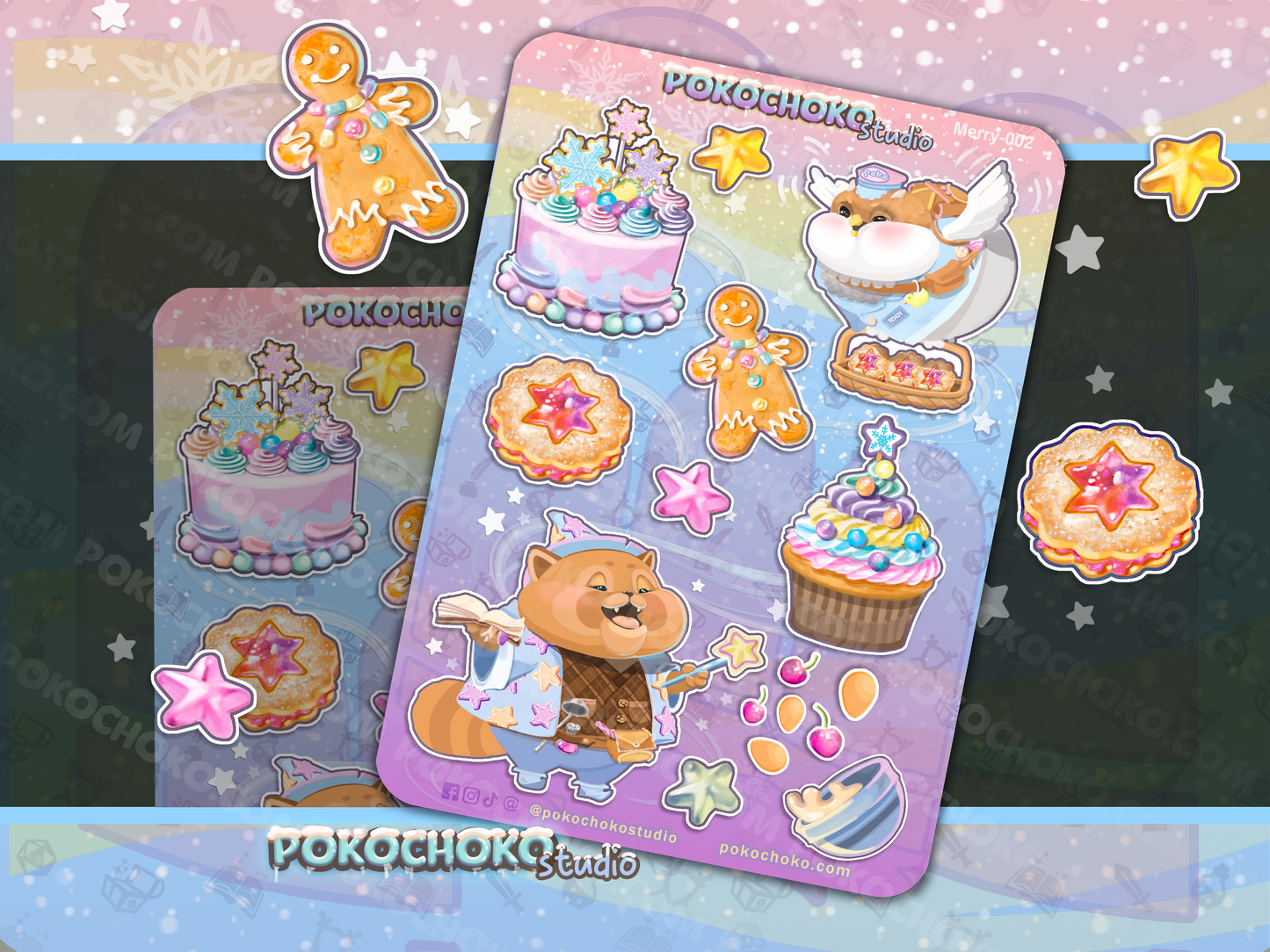 Pastel Magic Winter Christmas Bakery Red Panda Sticker Sheet
