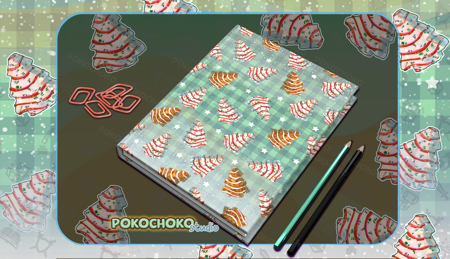 A5 Size White and Chocolate Christmas Tree Cakes Hardcover Journal Matte