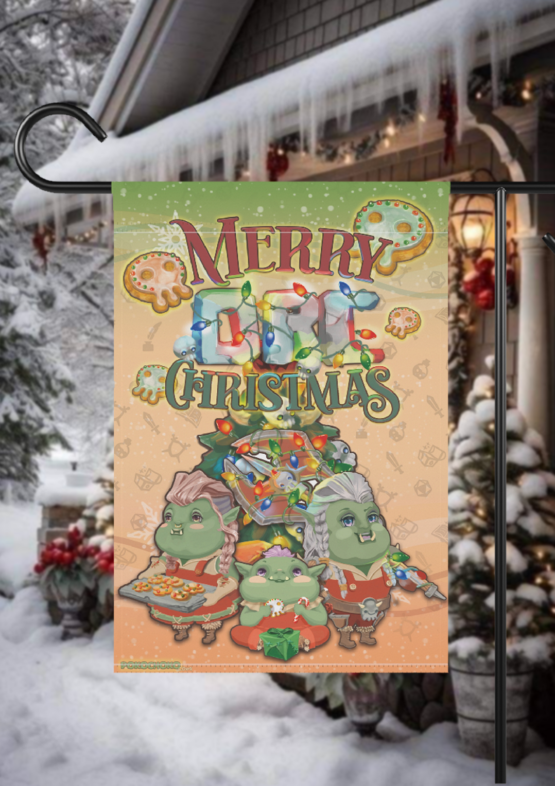 Orc Family Christmas Garden & House Banner 12"x18"