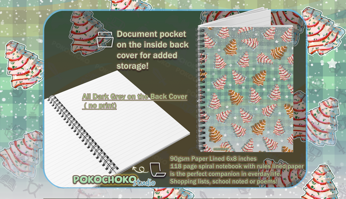 White and Chocolate Christmas Tree Cake Spiral Notebook - Ruled Line