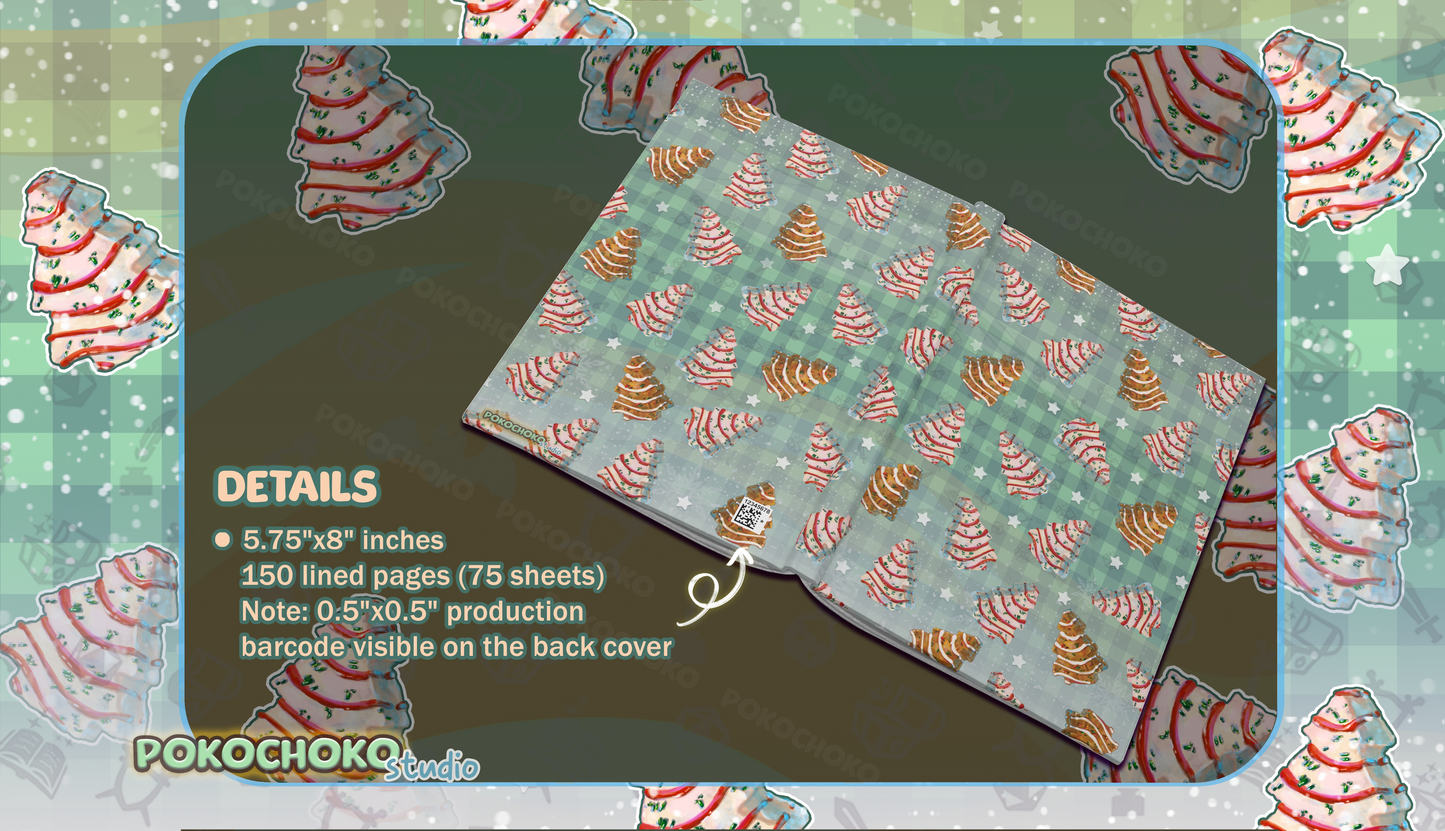 A5 Size White and Chocolate Christmas Tree Cakes Hardcover Journal Matte