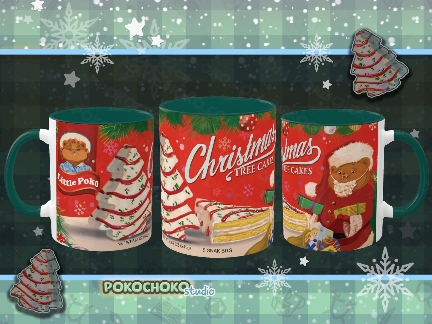 Christmas Snack Cakes Colorful Mugs, 11oz