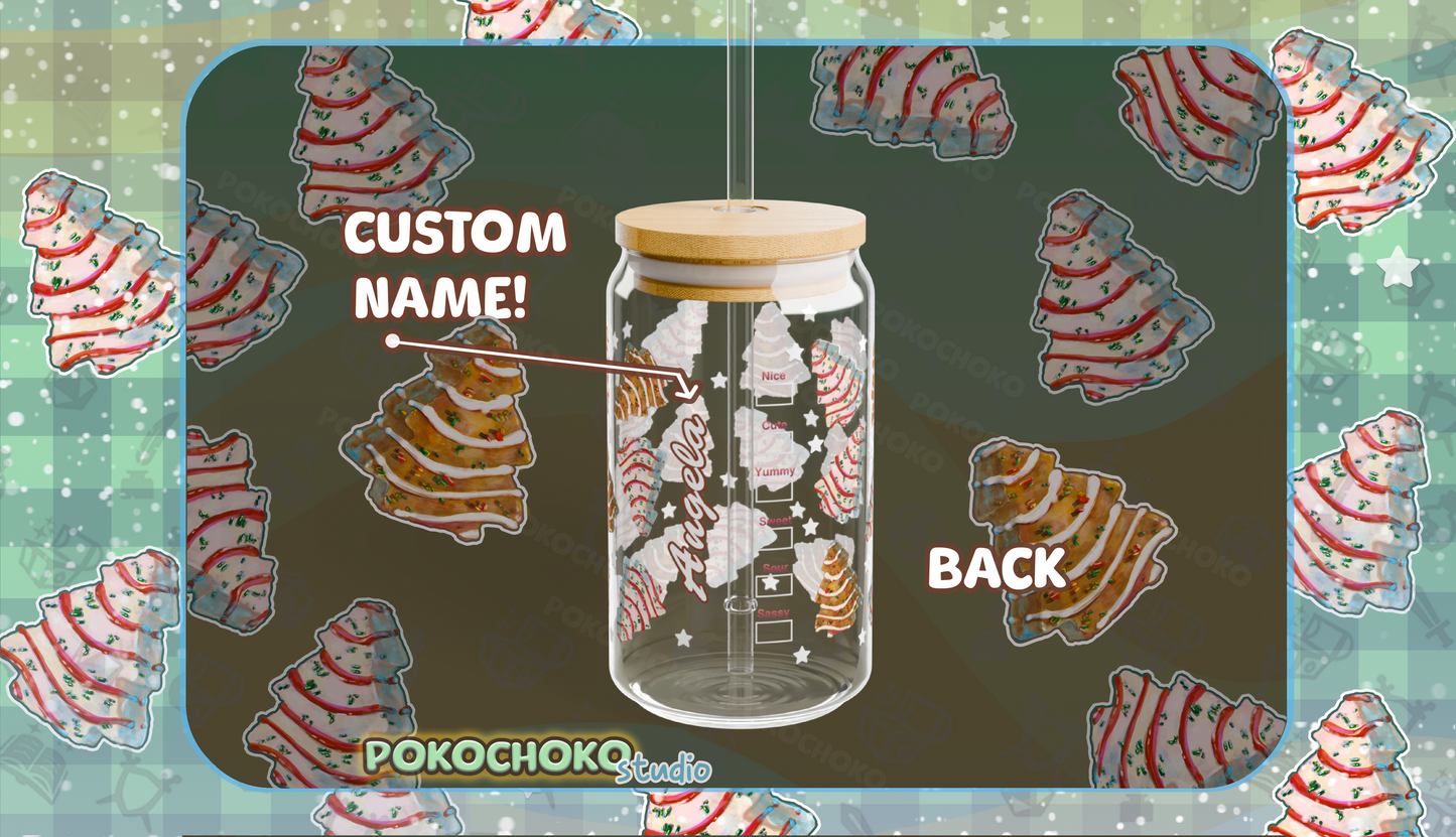 White and Chocolate Christmas Tree Cakes 16oz Glass Tumbler Can