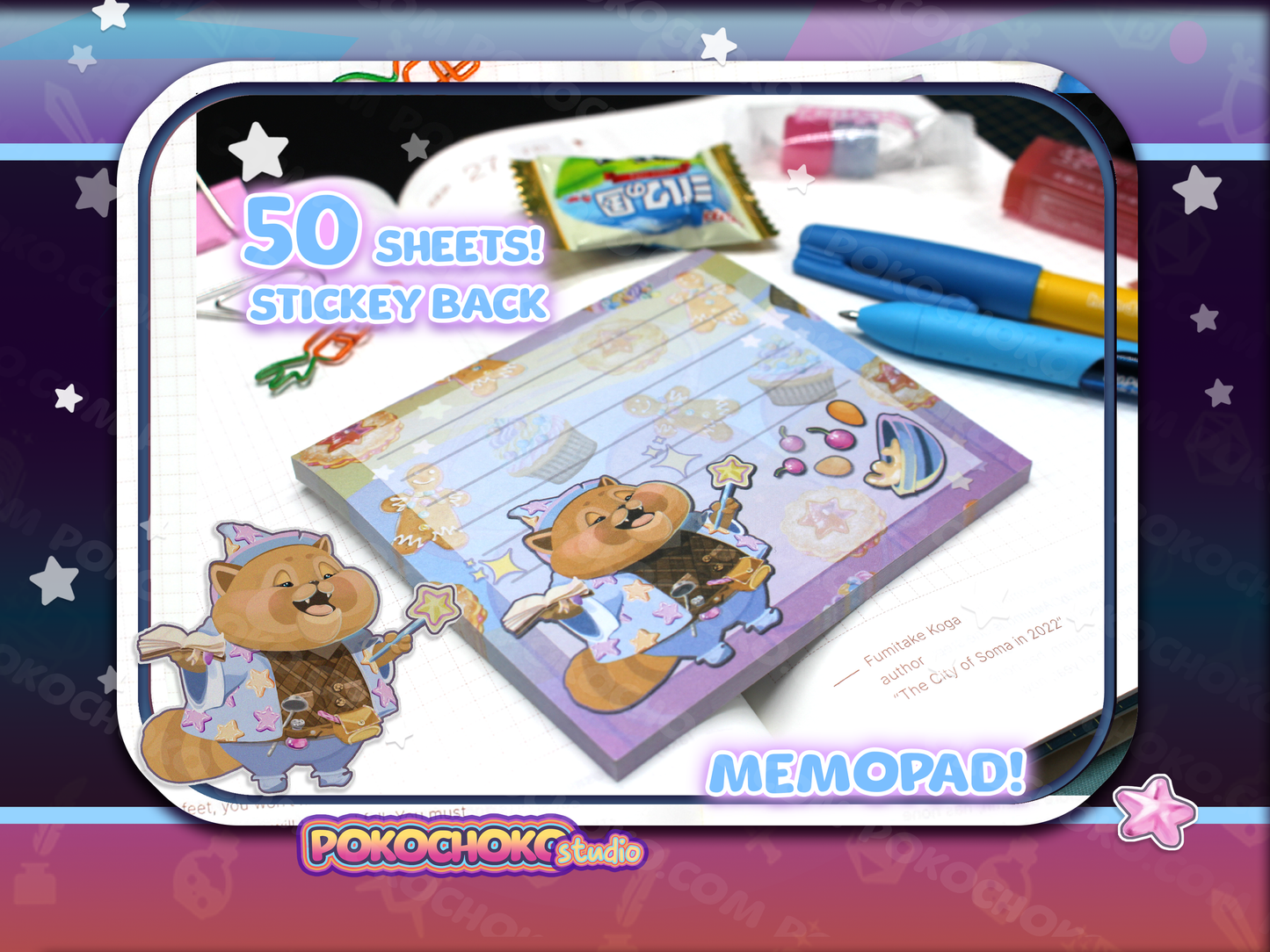 Red Panda Magical Bakery Memo pad with Sticky Back