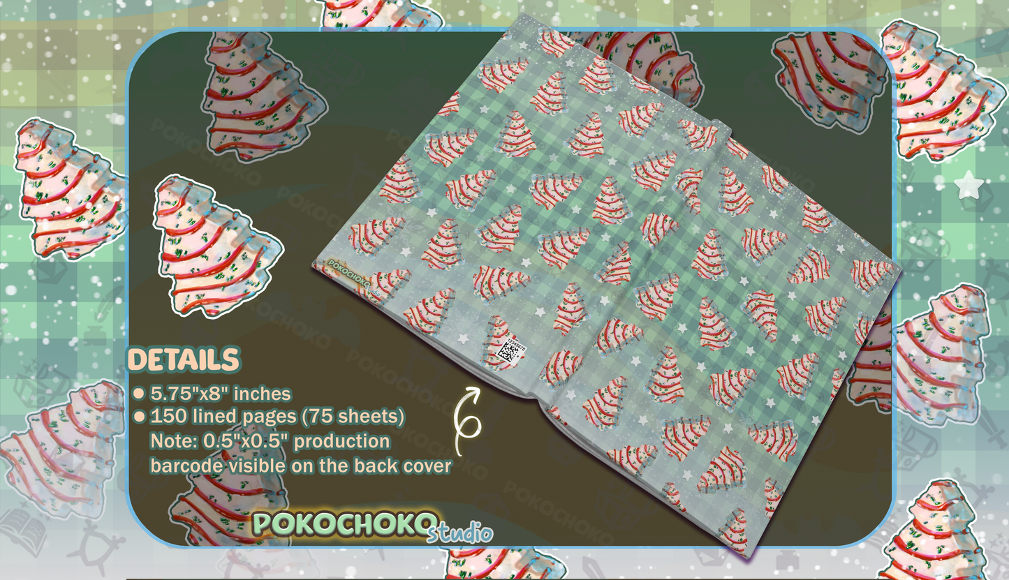 A5 Size White Christmas Tree Cakes Hardcover Journal Matte