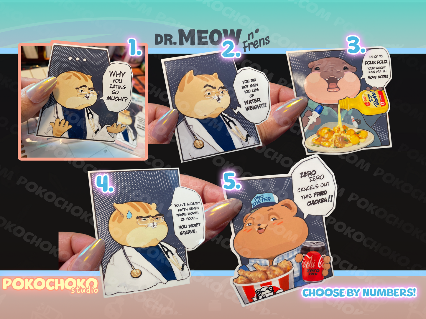 Dr. Meow Sticker Magnets 5 designs Available
