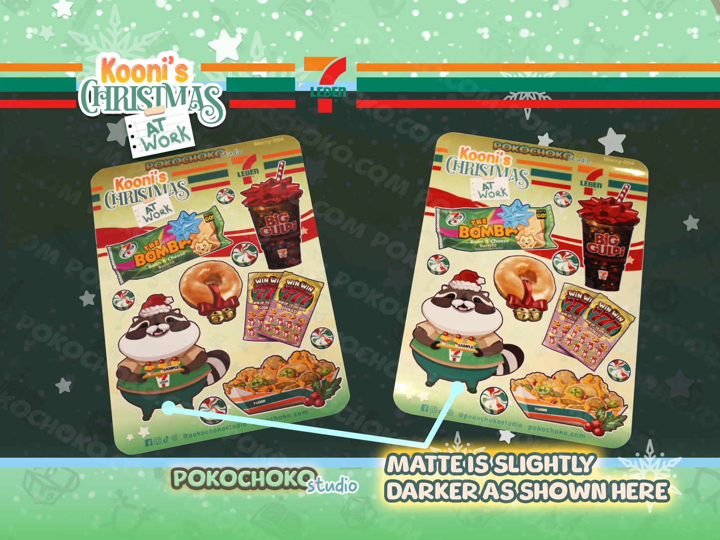 Raccoon Christmas at Work Sticker Sheet