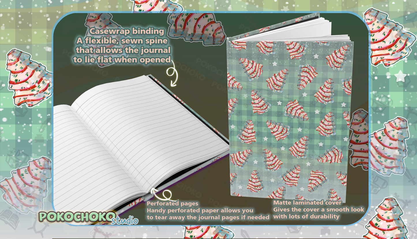 A5 Size White Christmas Tree Cakes Hardcover Journal Matte