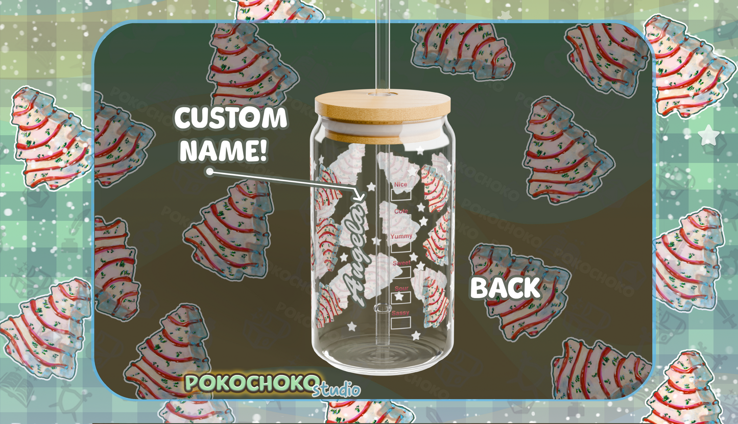 White Christmas Tree Cakes 16oz Glass Tumbler Can