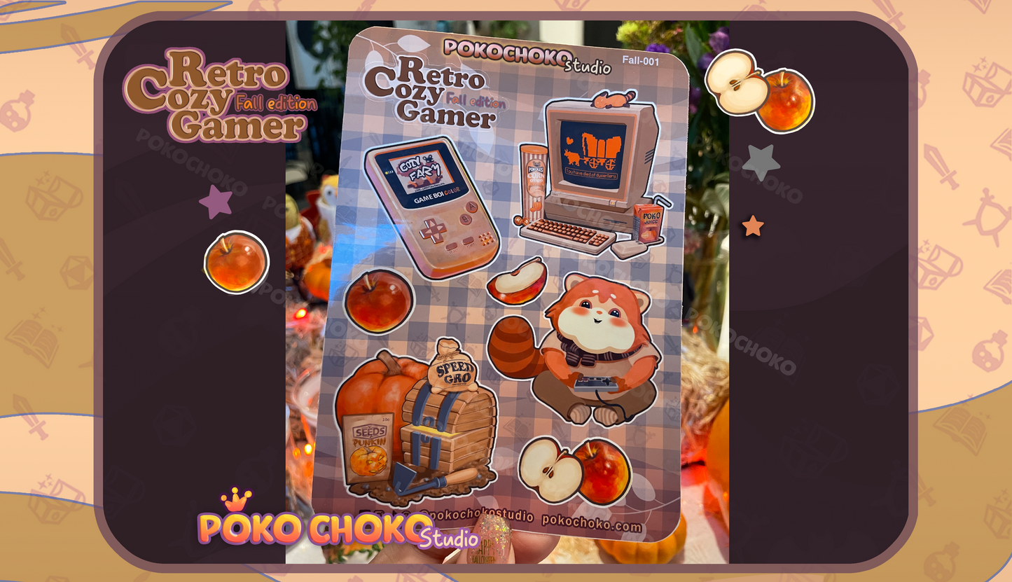 Red Panda Retro Gamer Fall Sticker Sheet