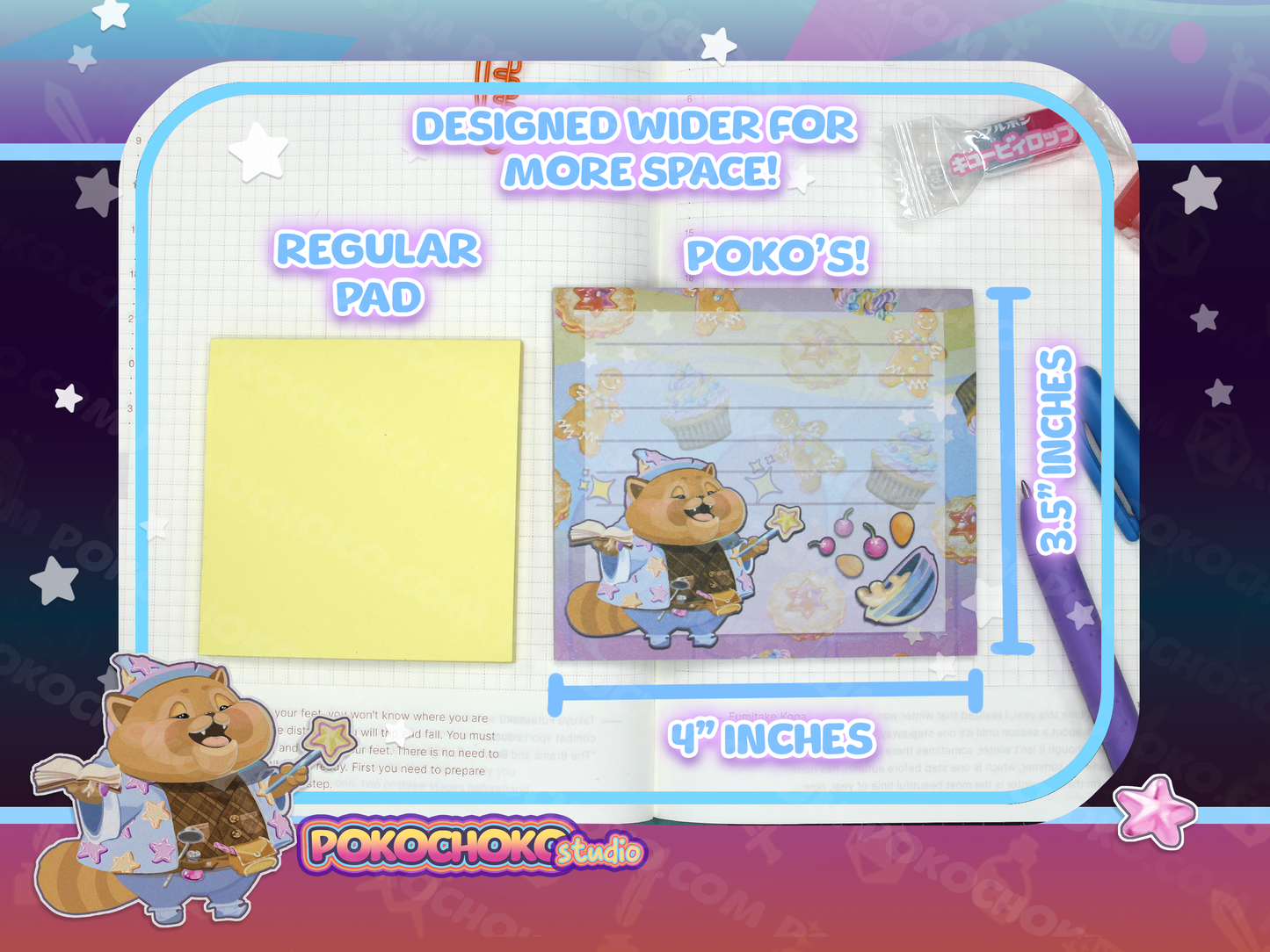Red Panda Magical Bakery Memo pad with Sticky Back