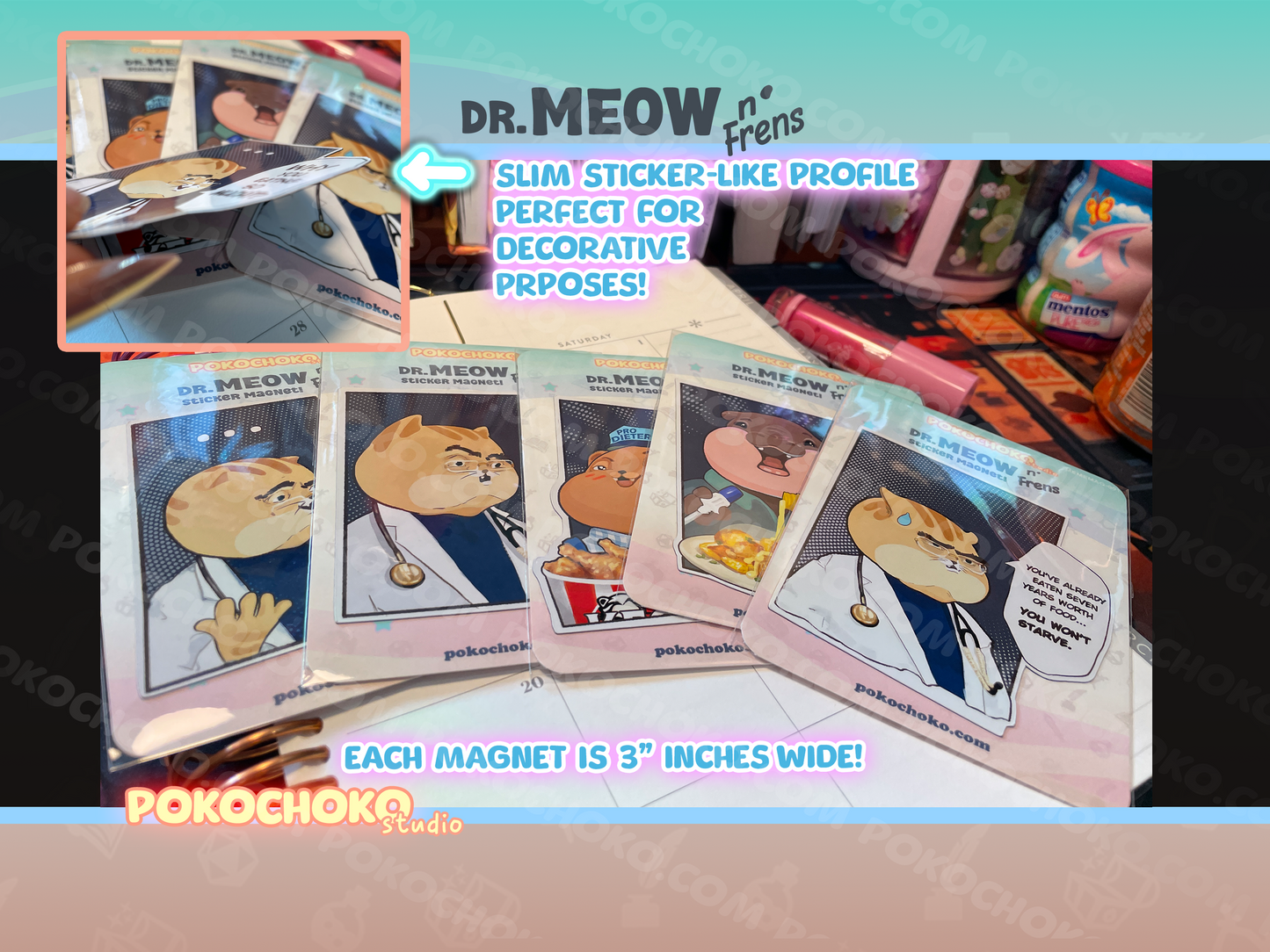 Dr. Meow Sticker Magnets 5 designs Available