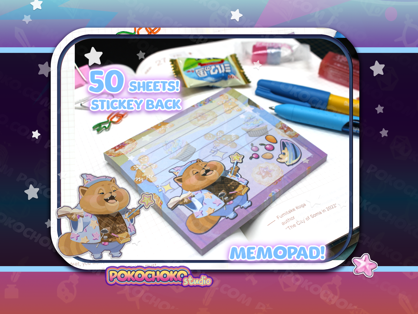 Red Panda Magical Bakery Memo pad with Sticky Back