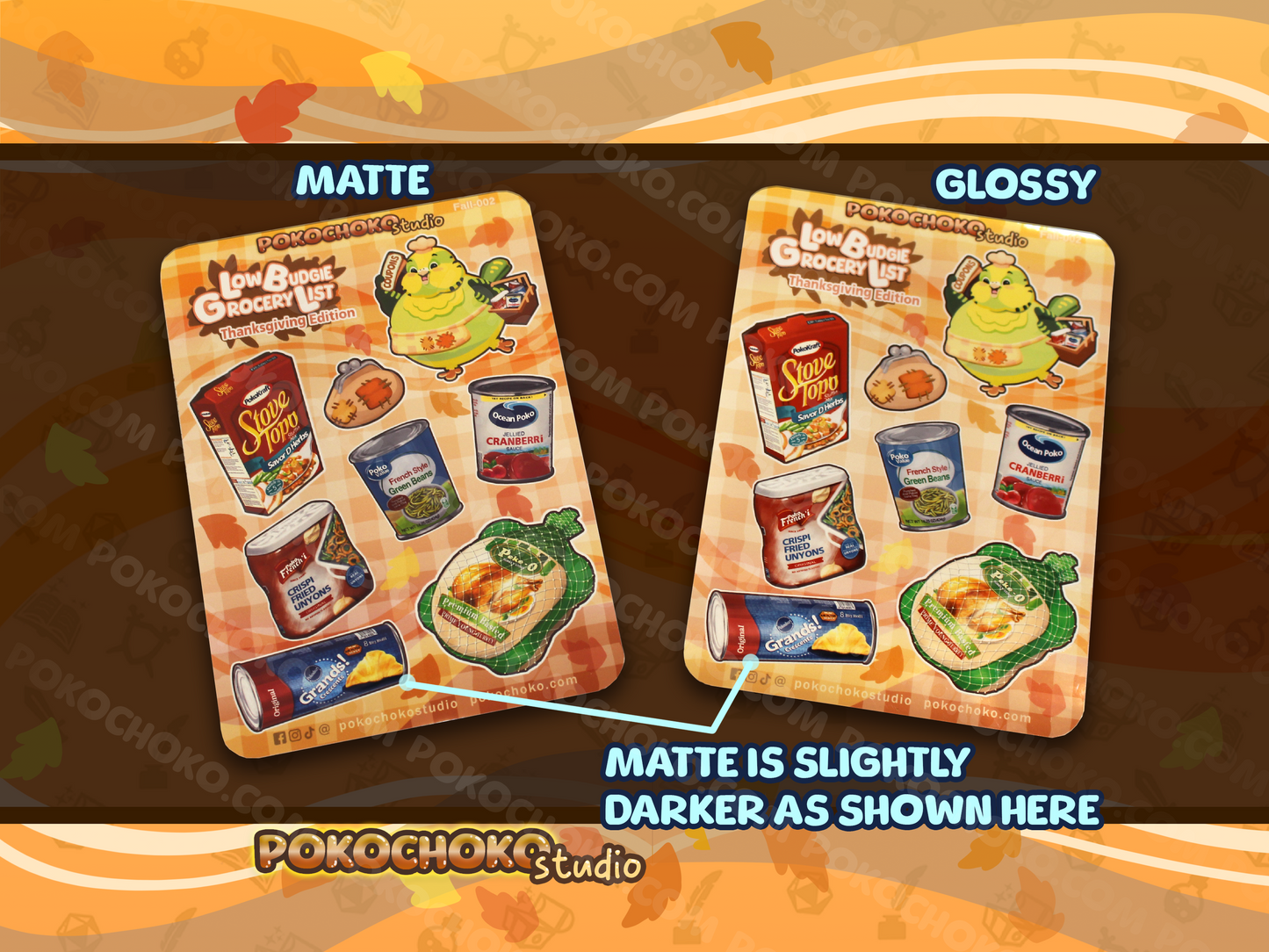 Low Budgie Thanksgiving Fall Sticker Sheet BUNDLE PACK