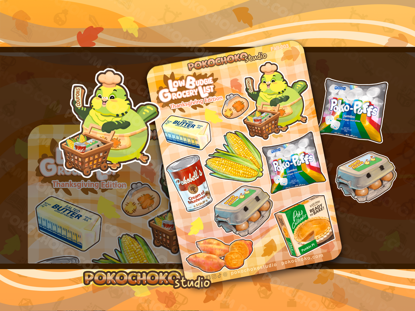 Low Budgie Thanksgiving Fall Sticker Sheet Part2