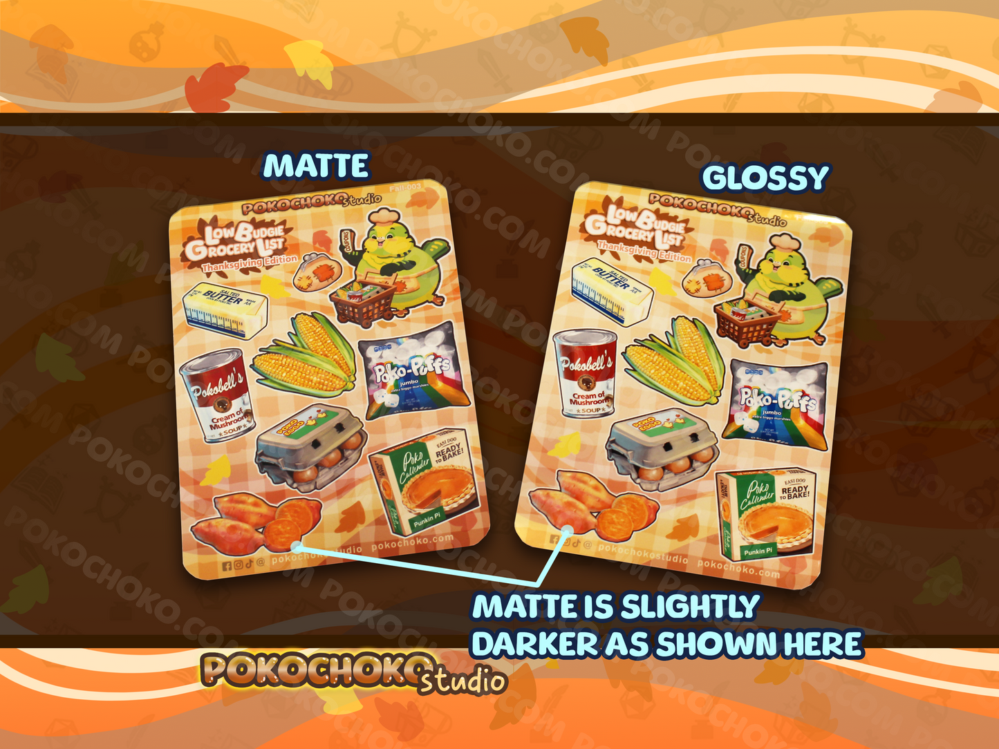 Low Budgie Thanksgiving Fall Sticker Sheet Part2