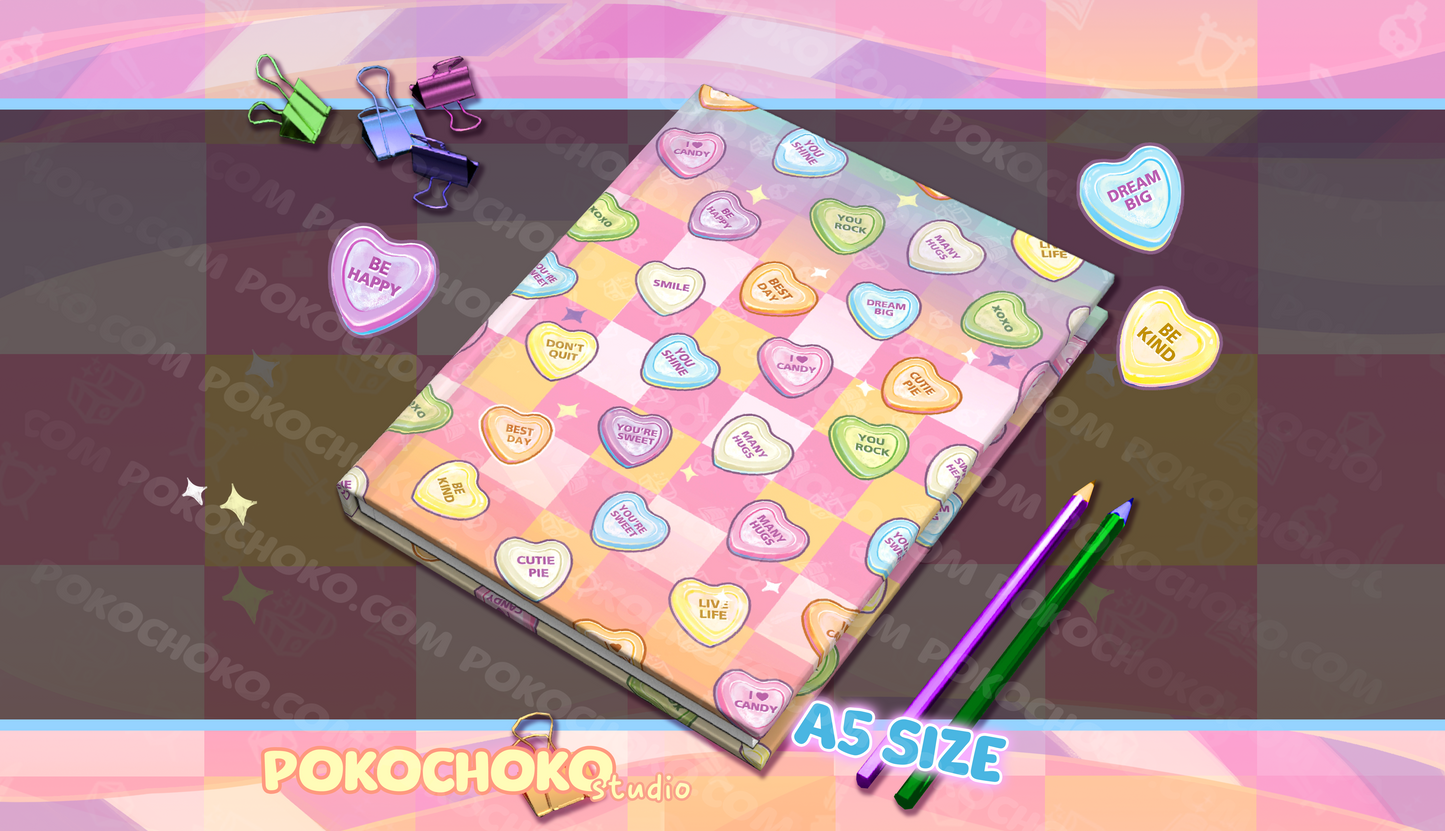 Cute Journal
conversation hearts
candy print jounral
cute noteboo
k kawaii journal
pastel journal
girly notebook
valentine day gift
cute gift for girls
candy lover gift
heart print journal
Heart stationery
heart print notebook
All Valentines
Valentine Journal
Journal