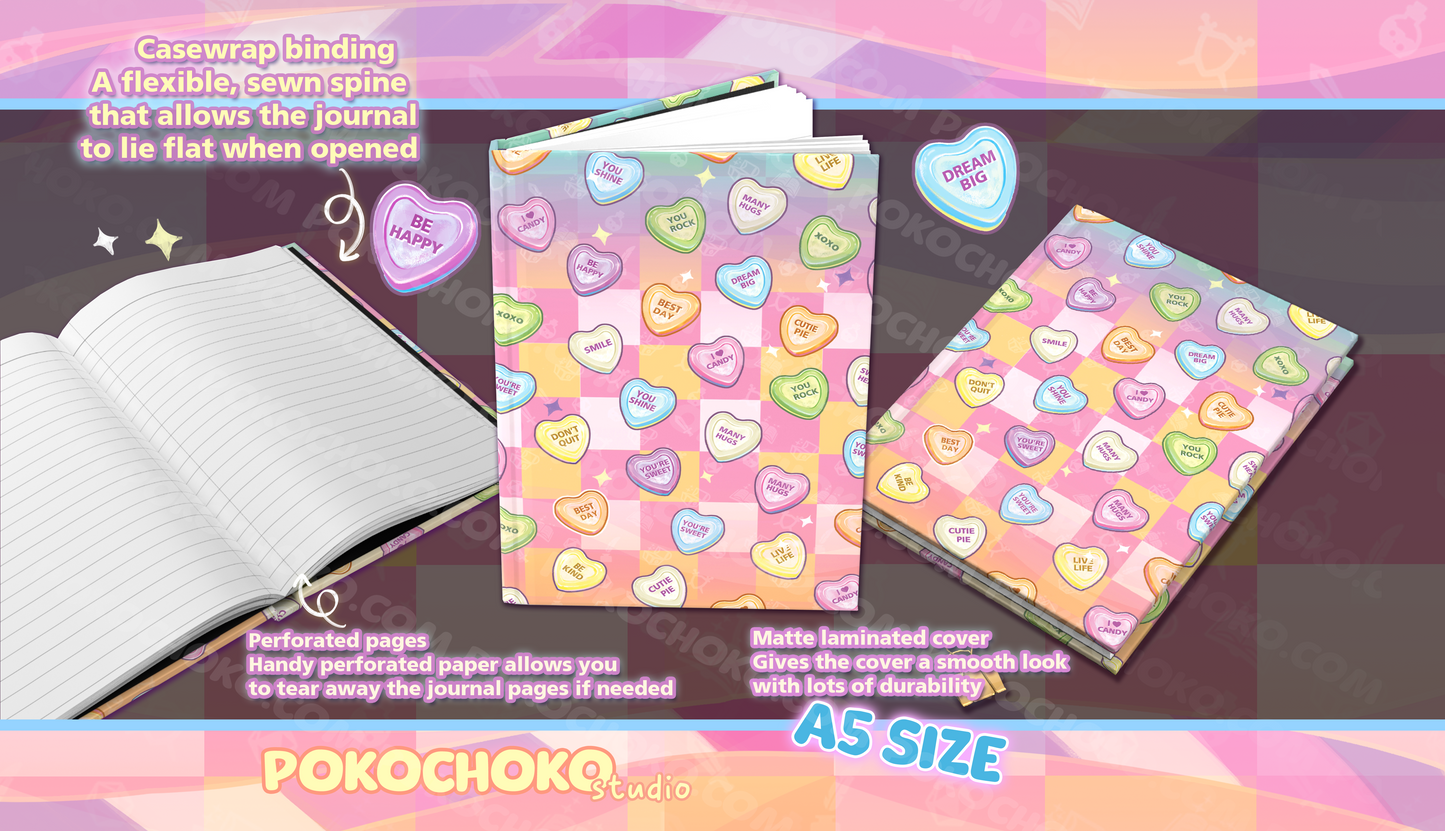 Cute Journal
conversation hearts
candy print jounral
cute noteboo
k kawaii journal
pastel journal
girly notebook
valentine day gift
cute gift for girls
candy lover gift
heart print journal
Heart stationery
heart print notebook
All Valentines
Valentine Journal
Journal