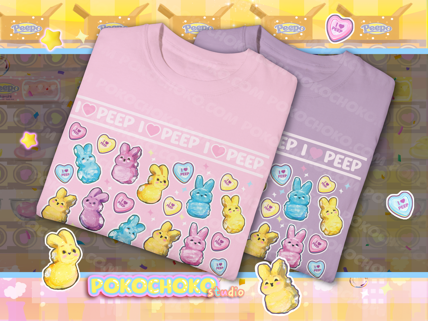 I Love Peep Unisex Garment-Dyed T-Shirt - Cute Pastel Easter Tee