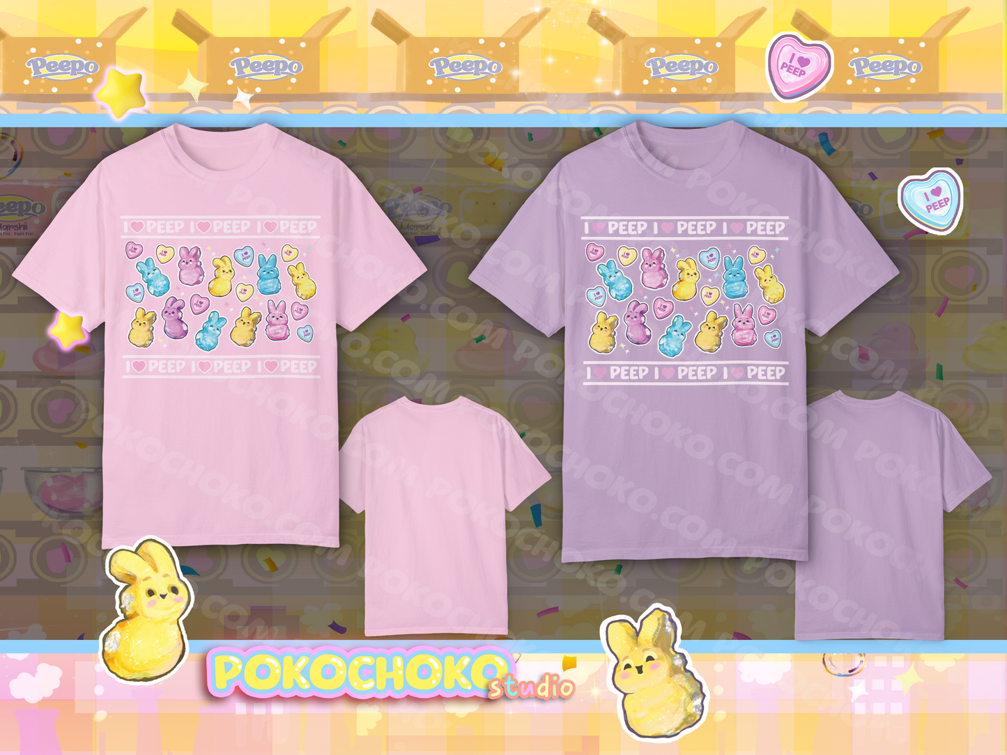 I Love Peep Unisex Garment-Dyed T-Shirt - Cute Pastel Easter Tee