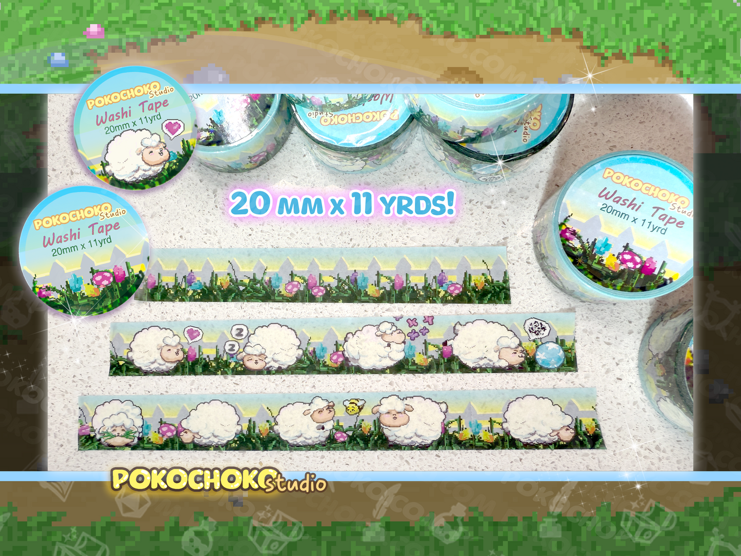 Sheep and Garden Fence Pixel farm Washi Tape!