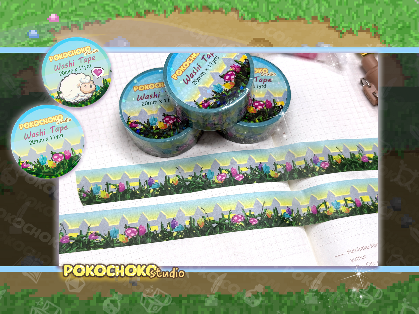 Sheep and Garden Fence Pixel farm Washi Tape!