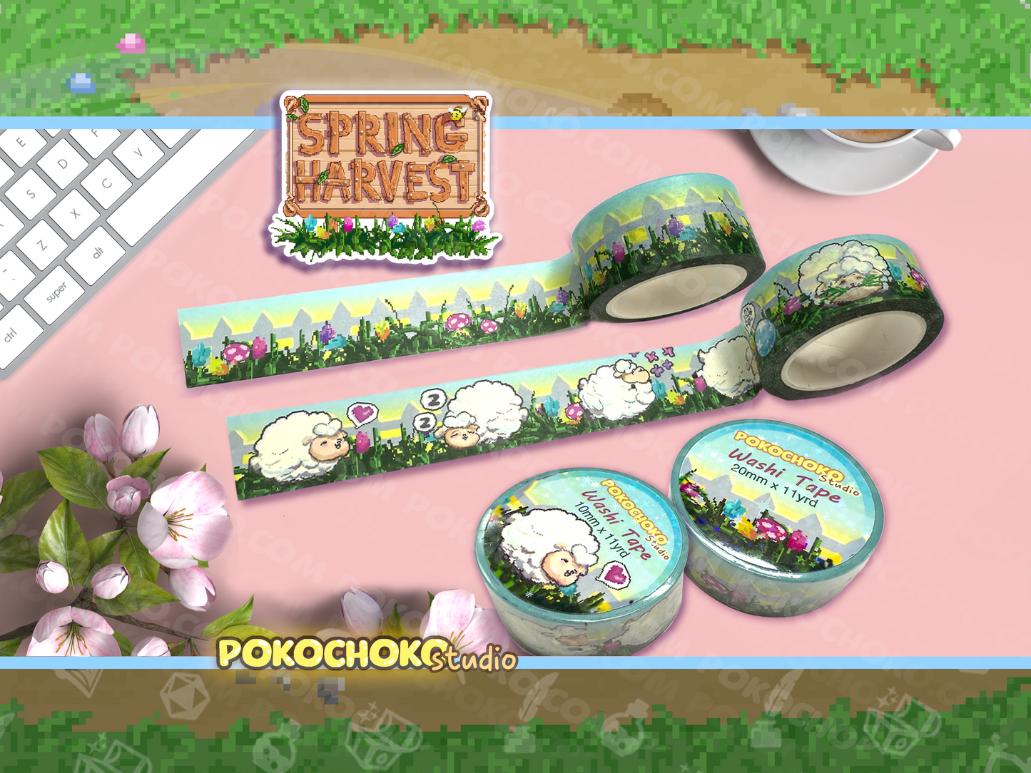 Sheep and Garden Fence Pixel farm Washi Tape!