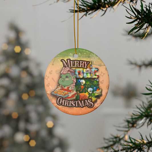 Orc Mom Christmas Ceramic Ornaments, 2-Side Print, (1pc, 3pcs, 5pcs, 10pcs)
