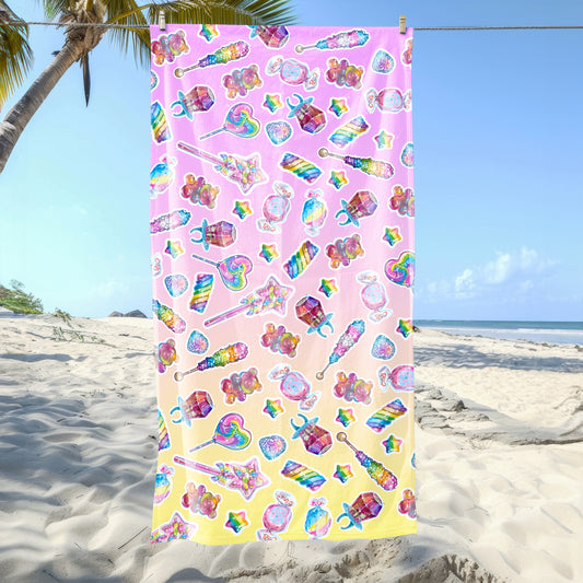 Colorful Summer Beach Towel, Fun Beach Accessory, Pool Party Essential, Cute Gift for Teens, Relaxation at the Beach